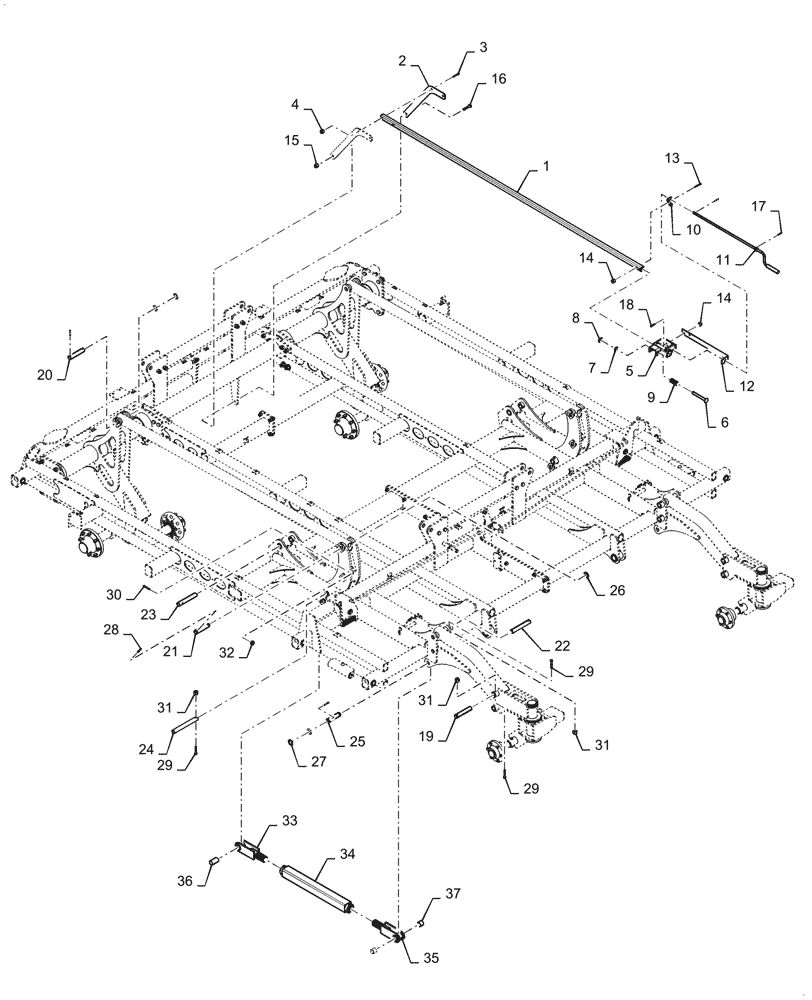 Схема запчастей Case IH TM255 - (39.100.032) - MAIN FRAME LIFT SYSTEM DOUBLE FOLD FLOATING HITCH CONTINUED (39) - FRAMES AND BALLASTING