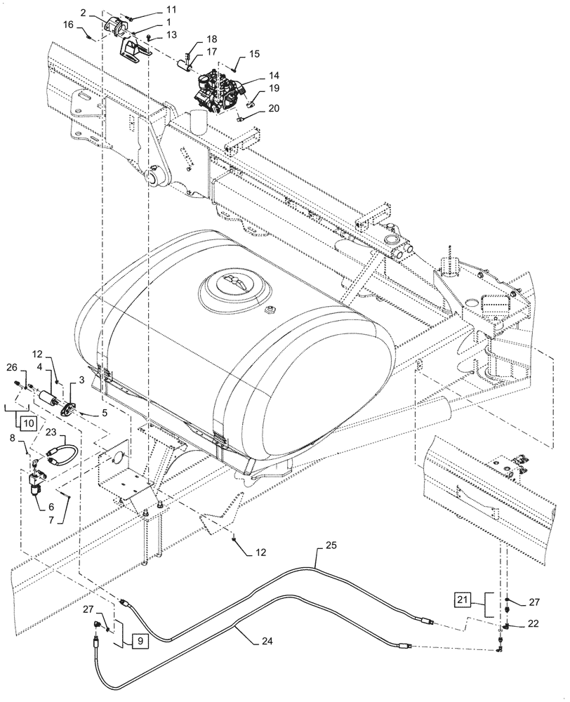 Схема запчастей Case IH 1255 - (63.100.AB[02]) - LIQUID FERTILIZER PUMP WITH BULK TANK FOR 24 ROW (63) - CHEMICAL APPLICATORS