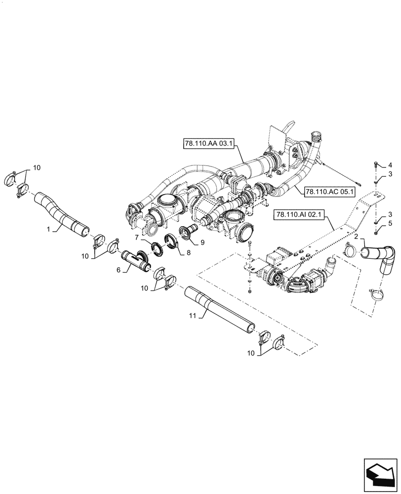 Схема запчастей Case IH PATRIOT 4440 - (78.110.AC[01.1]) - MAIN PLUMBING, UNDER PRODUCT, TANK, ASN YGT042518 (78) - SPRAYING