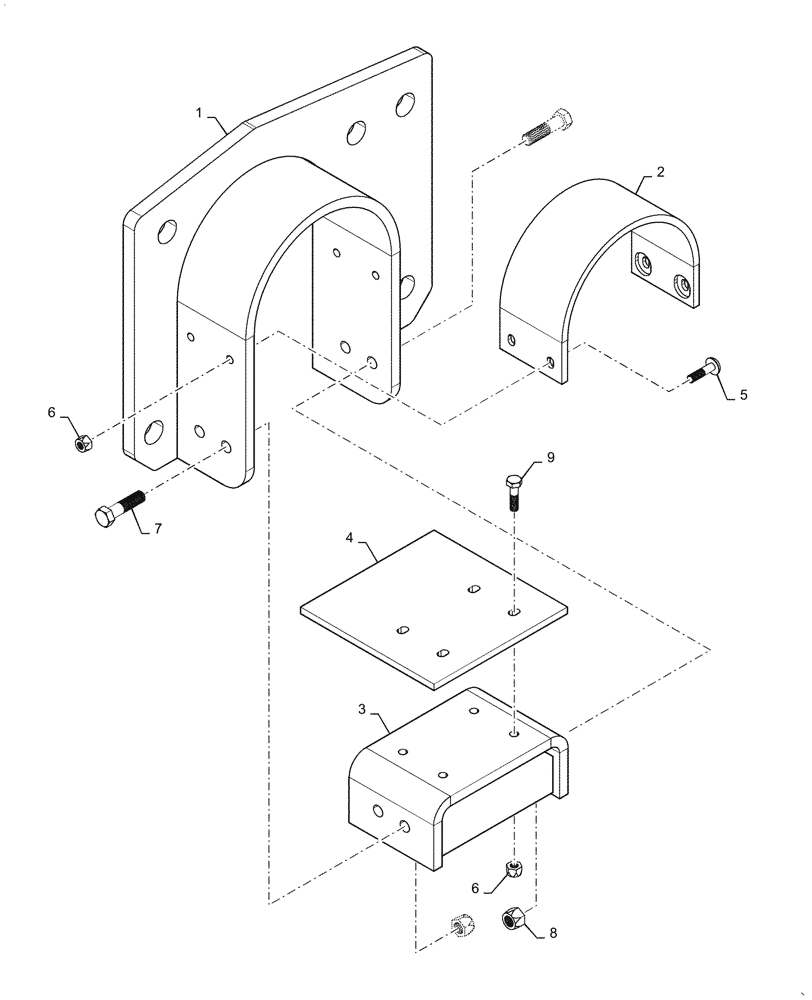 Схема запчастей Case IH TM255 - (39.100.033) - ROCKSHAFT CLAMP (39) - FRAMES AND BALLASTING