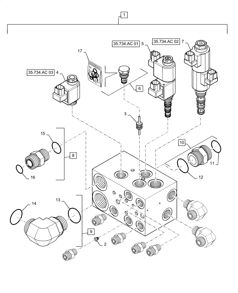 Схема запчастей Case IH PATRIOT 4440 - (35.911.AI[01.1]) - 3 BANK CONTROL VALVE ASSY, ASN YGT044000 (35) - HYDRAULIC SYSTEMS