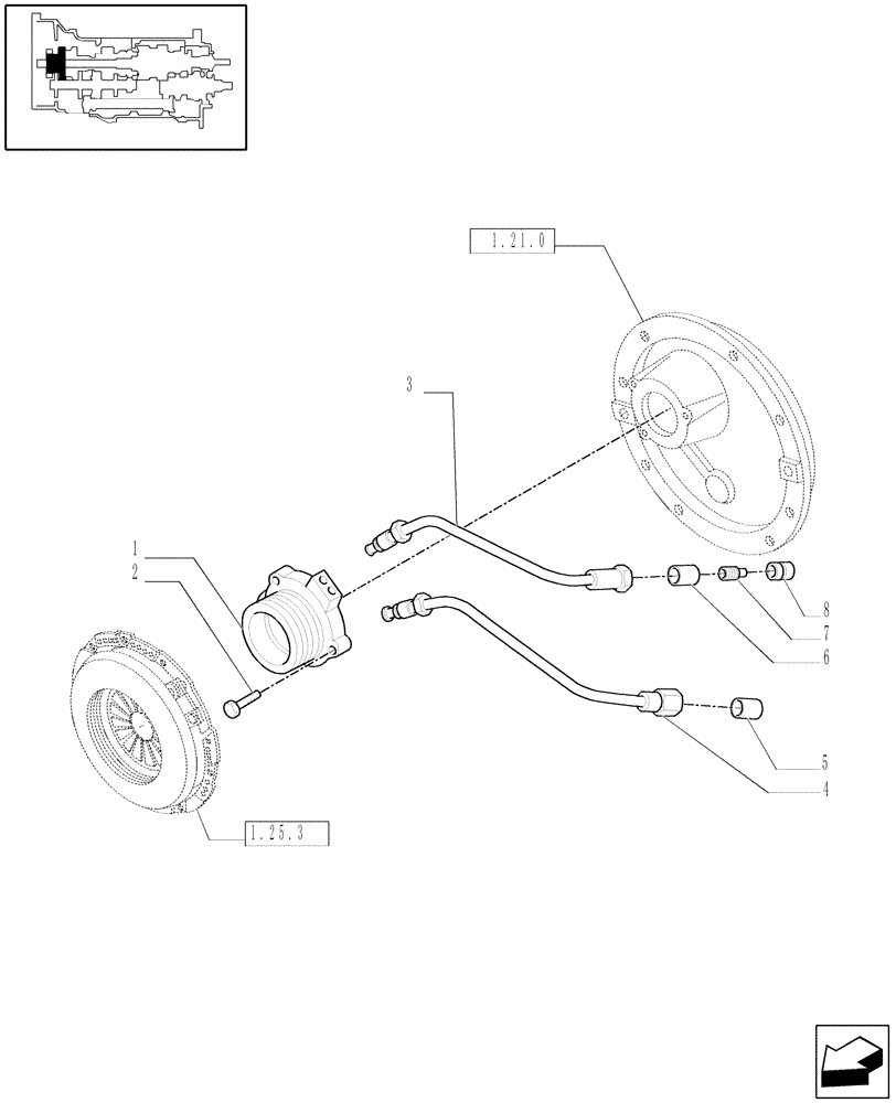 Схема запчастей Case IH MAXXUM 110 - (1.26.8) - TRANSMISSION 12X12 - CLUTCH ACTUATOR (03) - TRANSMISSION