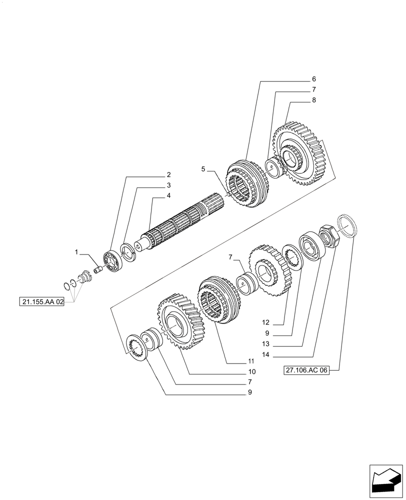 Схема запчастей Case IH MAGNUM 235 - (27.106.AC[04]) - CENTRAL REDUCTION GEAR (27) - REAR AXLE SYSTEM