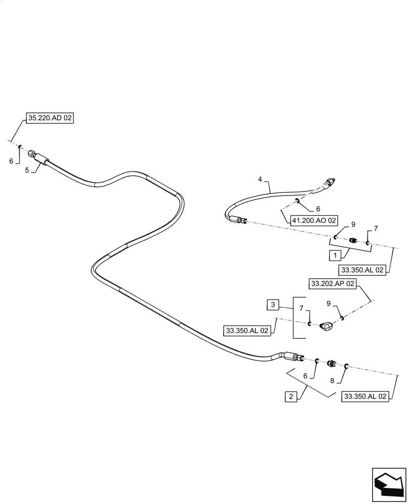 Схема запчастей Case IH PATRIOT 4440 - (33.202.AP[04]) - BRAKE LINES, ASN YGT044000 (33) - BRAKES & CONTROLS