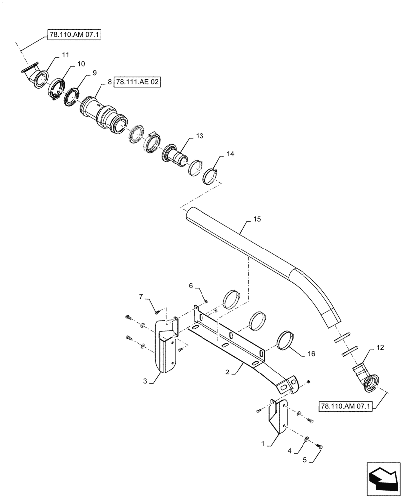 Схема запчастей Case IH PATRIOT 4440 - (78.111.AE[01.1]) - FLOWMETER PLUMBING, STANDARD FLOW, RFM 100, ASN YGT042518 (78) - SPRAYING