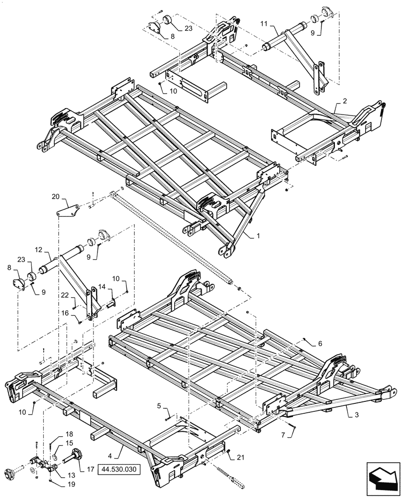 Схема запчастей Case IH TM255 - (39.100.080) - INNER WING 55,60 PULL HITCH (39) - FRAMES AND BALLASTING