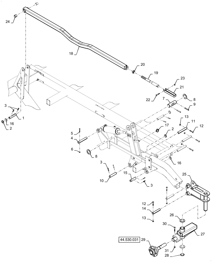 Схема запчастей Case IH TM255 - (39.100.061) - INNER WING DOUBLE FOLD FLOATING HITCH 37/40 FOOT CONTINUED (39) - FRAMES AND BALLASTING