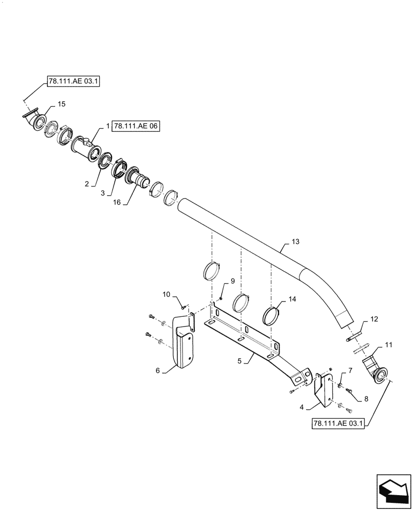 Схема запчастей Case IH PATRIOT 4440 - (78.111.AE[03.1]) - FLOWMETER PLUMBING, LO-FLOW, RFM 60, ASN YGT042518 (78) - SPRAYING