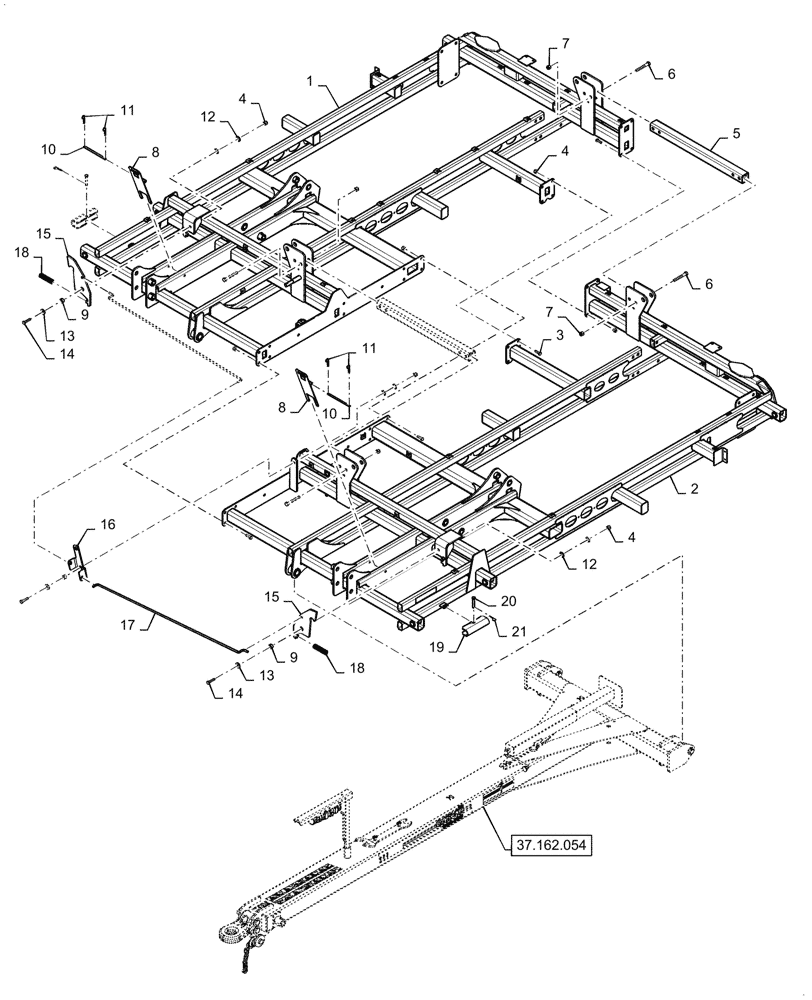 Схема запчастей Case IH TM255 - (39.100.073) - MAIN FRAME 51 FLOAT HITCH (39) - FRAMES AND BALLASTING