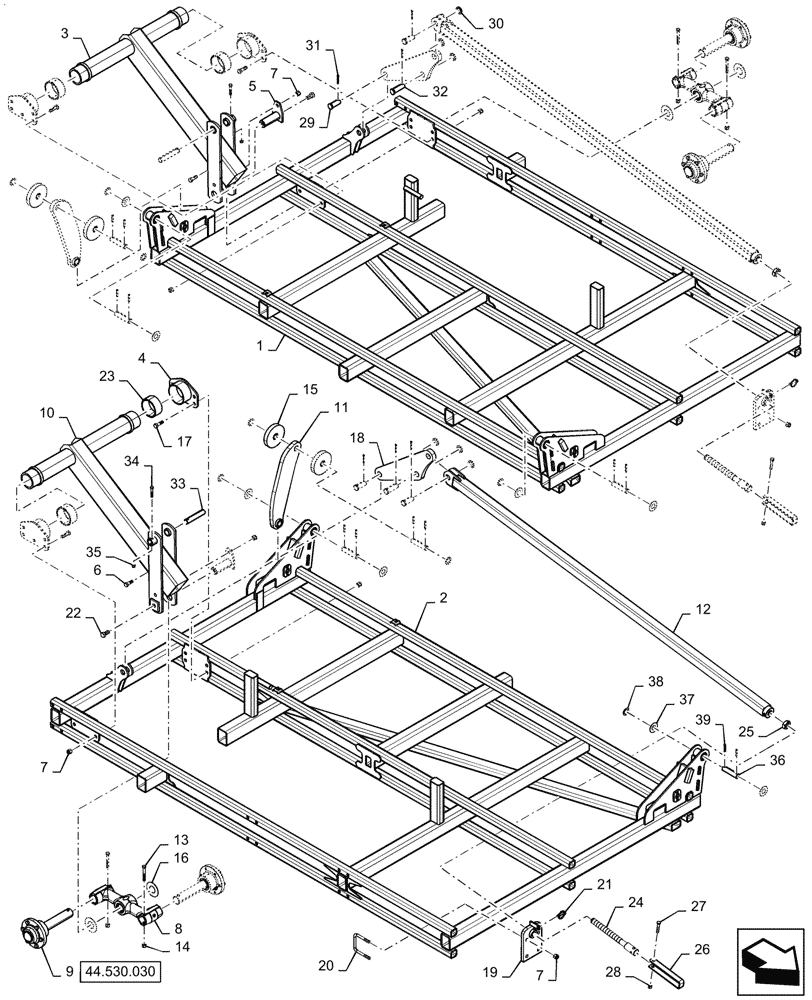 Схема запчастей Case IH TM255 - (39.100.066) - OUTER WING DOUBLE FOLD 46 FOOT (39) - FRAMES AND BALLASTING