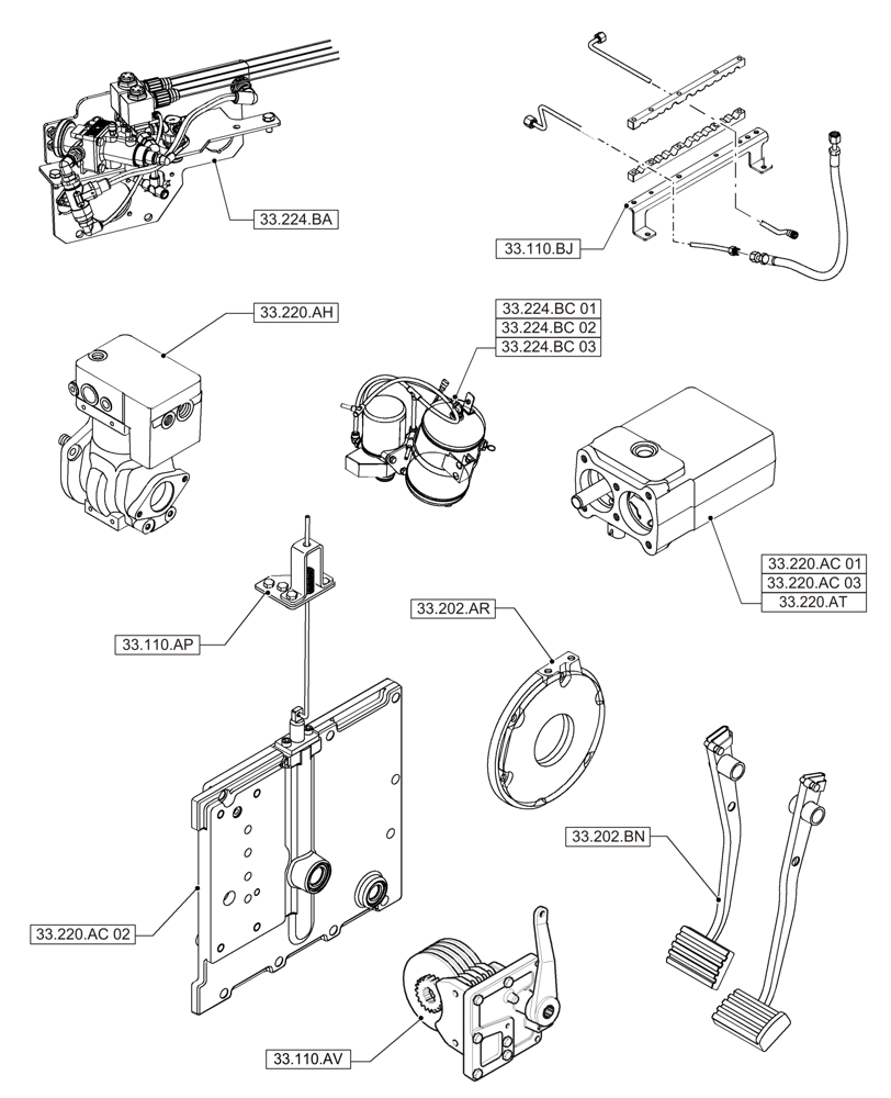 Схема запчастей Case IH MAGNUM 235 - (33.000.00) - PICTORIAL INDEX - BRAKES & CONTROLS (33) - BRAKES & CONTROLS