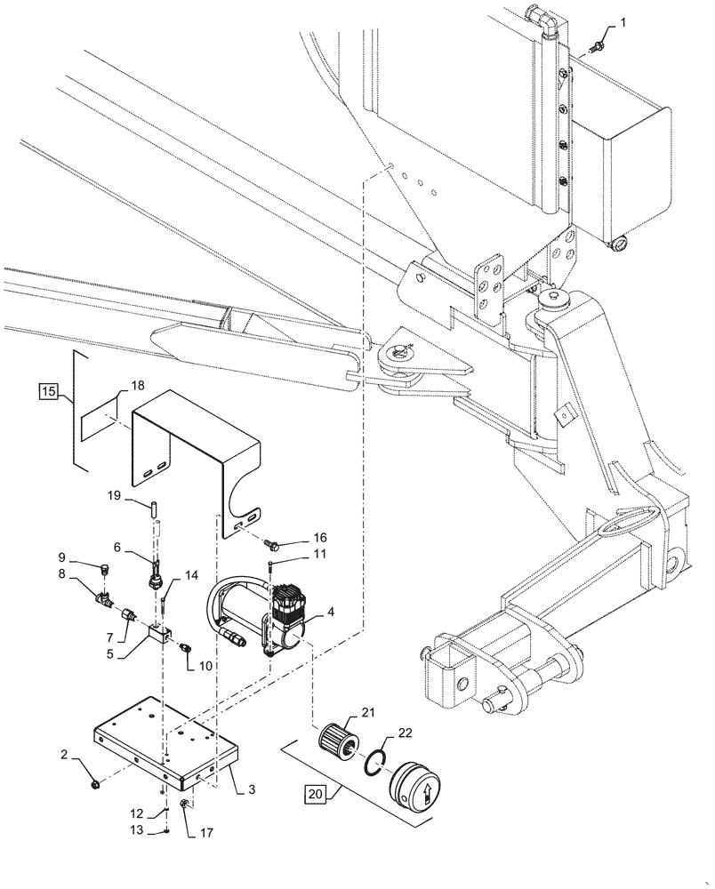 Схема запчастей Case IH 1255 - (79.904.AI[05]) - IN CAB PDP PTO DRIVE COMPRESSOR AND MOUNTING (79) - PLANTING