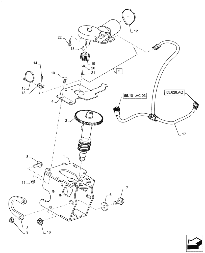 Схема запчастей Case IH 7230 - (55.628.AP) - ADJUSTER, CONCAVE (55) - ELECTRICAL SYSTEMS