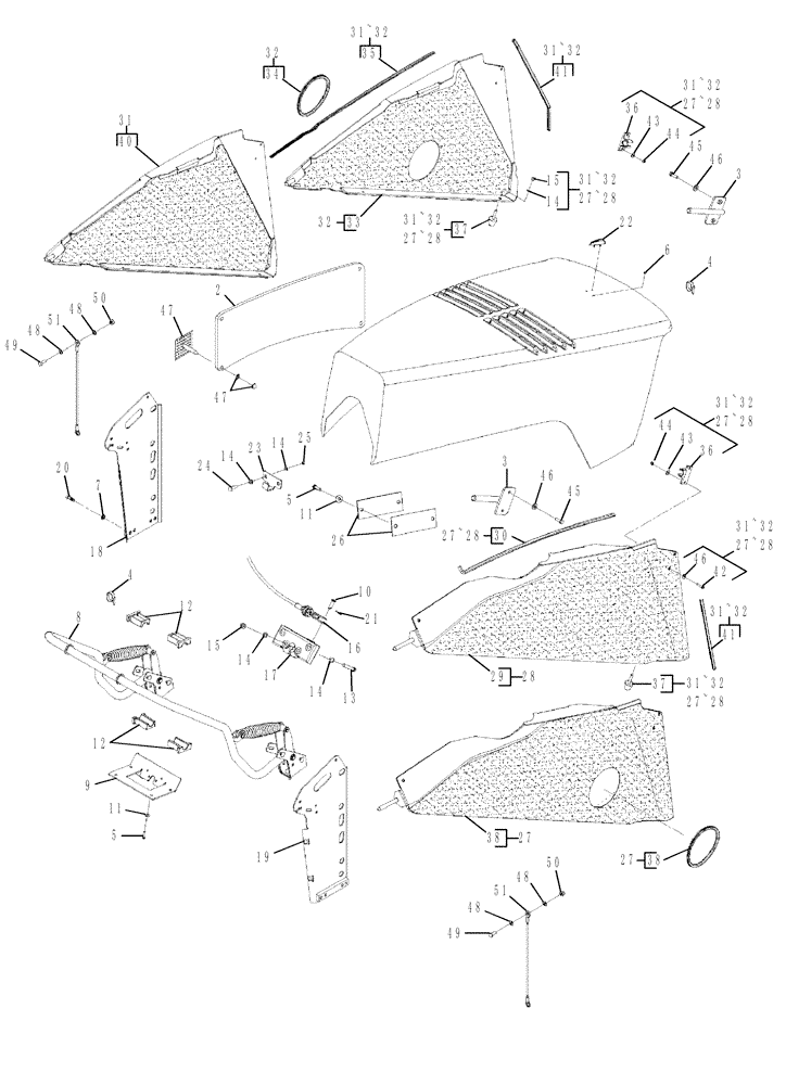 Схема запчастей Case IH STEIGER 535 - (09-42) - HOOD AND SUPPORT, STEIGER 485 / 535 (09) - CHASSIS