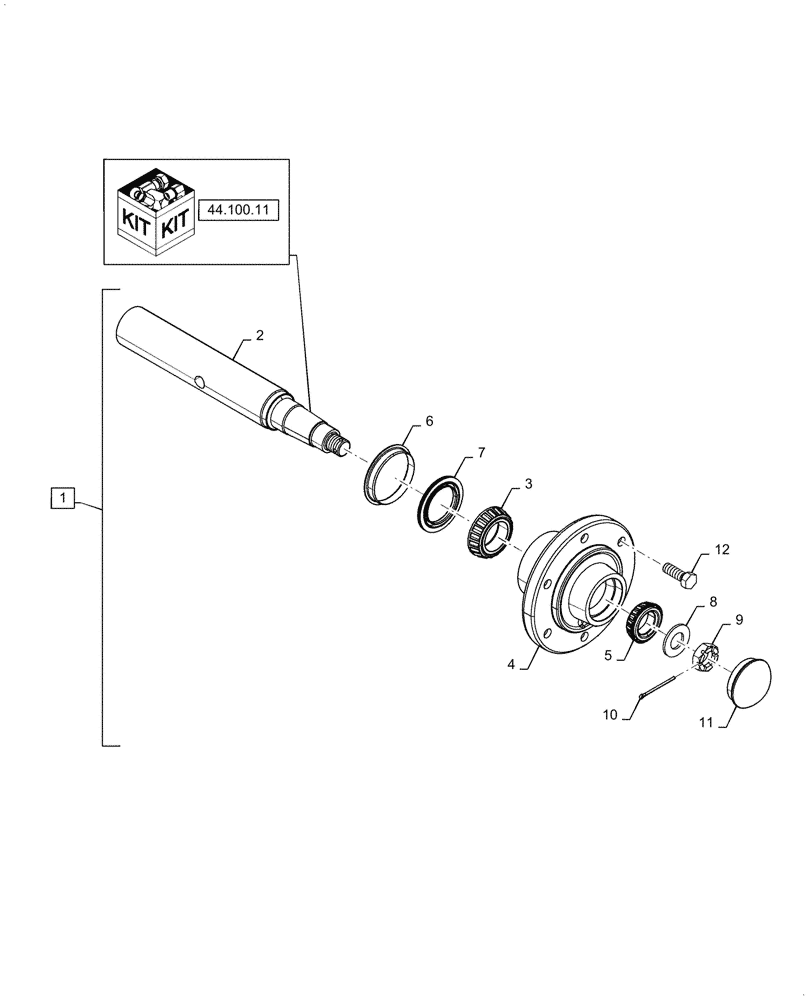 Схема запчастей Case IH RMX340 - (44.100.10) - HUB AND SPINDLE 6 BOLT (44) - WHEELS