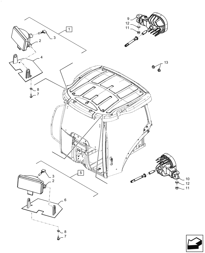 Схема запчастей Case IH PUMA1804 - (55.404.BS[05]) - WORK LAMP ASSY (55) - ELECTRICAL SYSTEMS