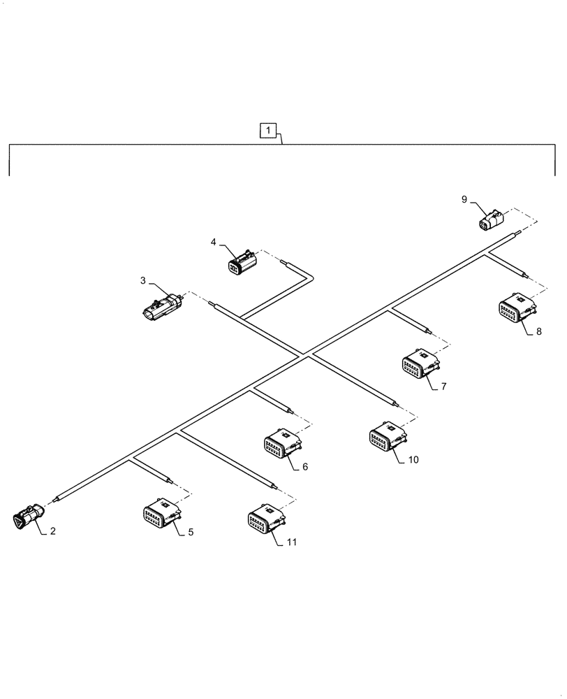 Схема запчастей Case IH 2150 - (55.015.AB[14]) - WIRE HARNESS LEFT CONTROL BUS, 16 ROW (55) - ELECTRICAL SYSTEMS