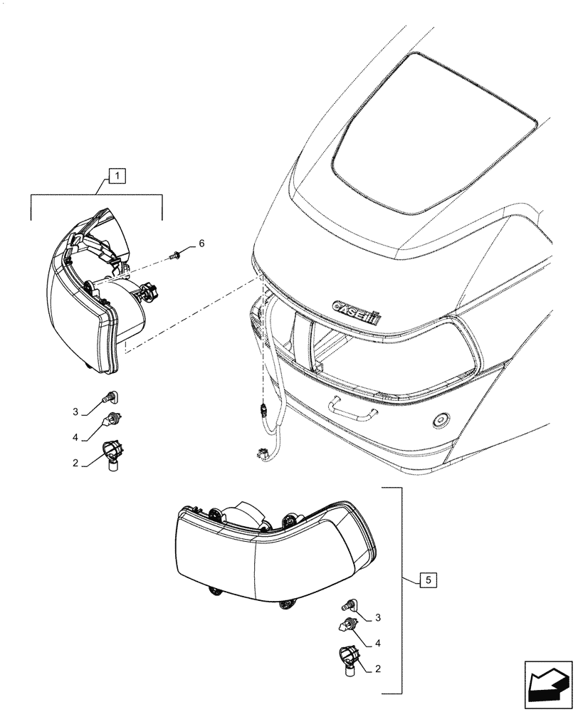 Схема запчастей Case IH PUMA1804 - (55.404.AQ[01]) - HEADLAMP (55) - ELECTRICAL SYSTEMS