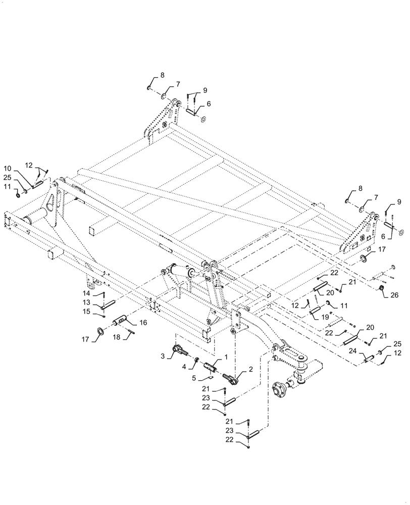 Схема запчастей Case IH TM255 - (39.100.089) - OUTER WING DOUBLE FOLD FLOATING HITCH 60 FOOT CONTINUED (39) - FRAMES AND BALLASTING