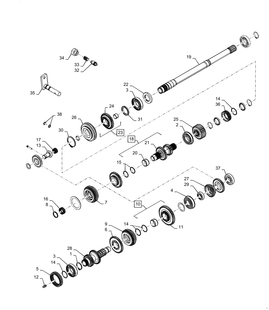 Схема запчастей Case IH FARMALL 45A - (21.112.01 02) - TRANSMISSION GEAR SET, SYNCHROMESH (21) - TRANSMISSION