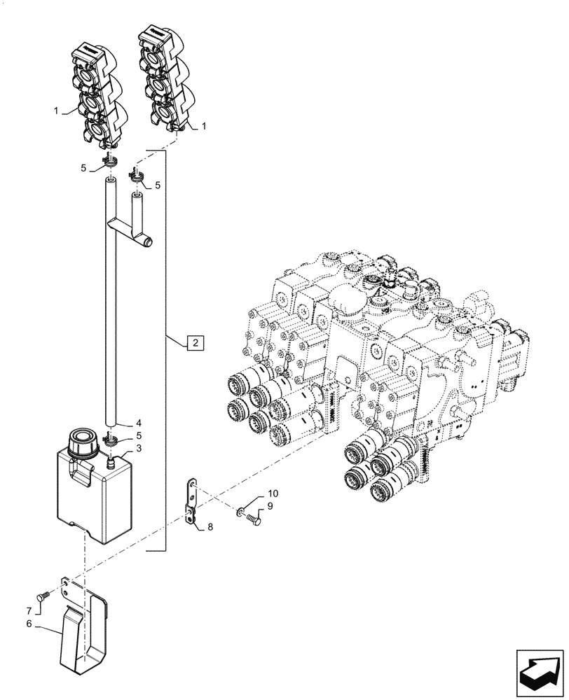 Схема запчастей Case IH PUMA1804 - (35.204.BW[02]) - REMOTE CONTROL VALVE, RESERVOIR (35) - HYDRAULIC SYSTEMS