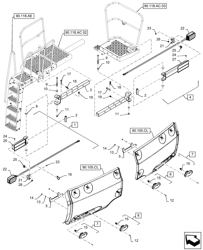 Схема запчастей Case IH 7240 - (55.404.CB[01]) - VAR - 425165, 425167 - LIGHT, MARKER (55) - ELECTRICAL SYSTEMS