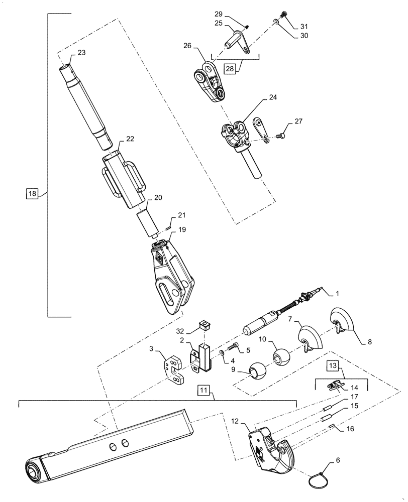 Схема запчастей Case IH PUMA1804 - (37.120.AO[02]) - HITCH, LOWER LINK, RH (37) - HITCHES, DRAWBARS & IMPLEMENT COUPLINGS