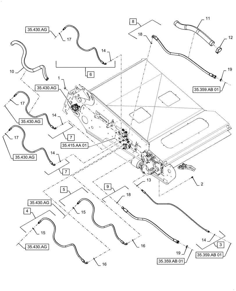 Схема запчастей Case IH 9240 - (35.518.AC) - VAR - 425070 - HYDRAULIC SYSTEM, FEEDER, HEADER (35) - HYDRAULIC SYSTEMS