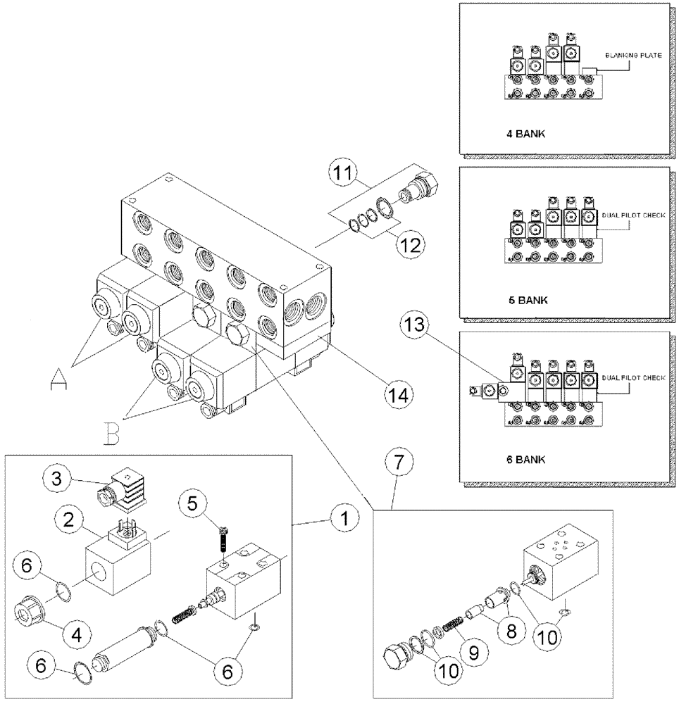 Схема запчастей Case IH A7000 - (B05.04[01]) - Hydraulic Valve {4 Section} (07) - HYDRAULICS