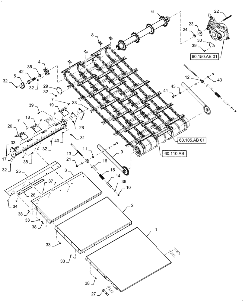 Схема запчастей Case IH 9240 - (60.150.AF[01]) - VAR - 425224, 425546, 425548, 722742 - CHAIN, DRUM, FEEDER (60) - PRODUCT FEEDING