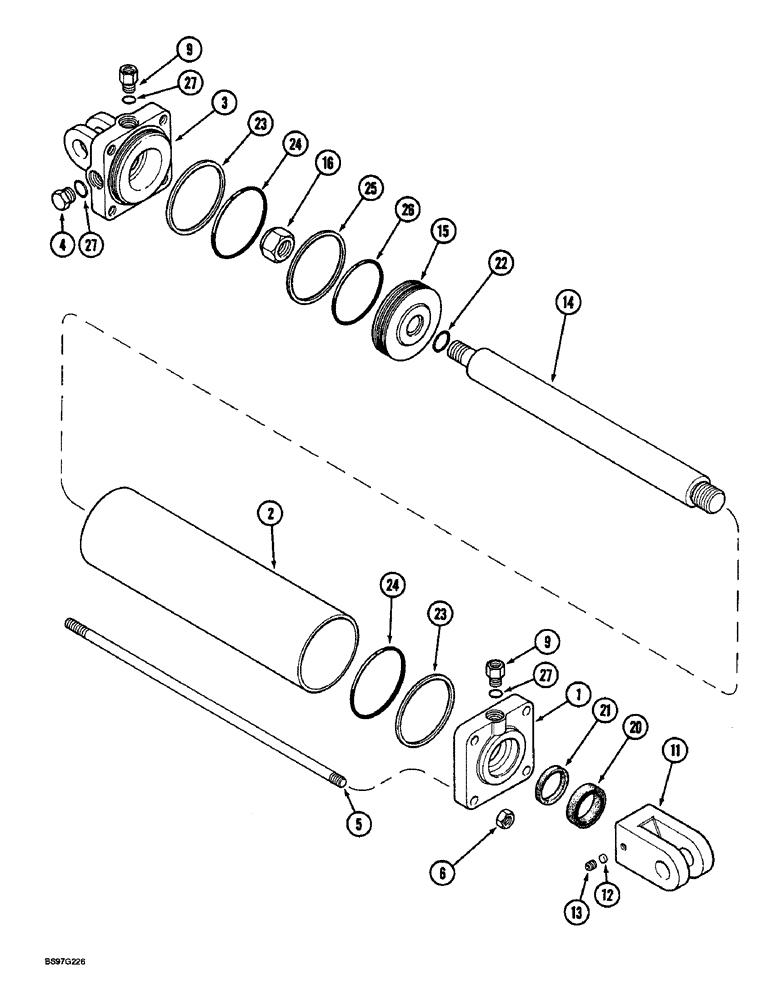 Схема запчастей Case IH 900 - (8-086) - ENDWISE TRANSPORT WHEEL HYDRAULIC CYLINDER, CYCLO AIR TRAILING, 12 ROW NARROW (08) - HYDRAULICS