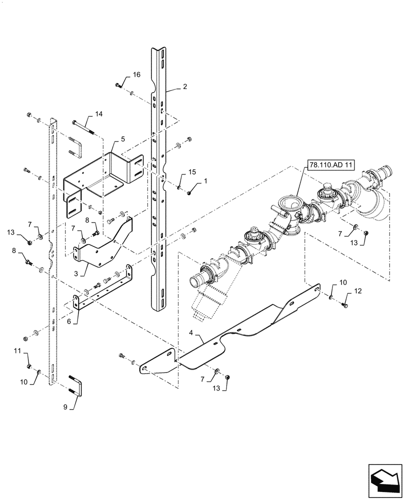 Схема запчастей Case IH PATRIOT 4440 - (78.110.AD[10.1]) - CENTER SECTION, 2" MANIFOLD MOUNTING, ASN YGT044000 (78) - SPRAYING