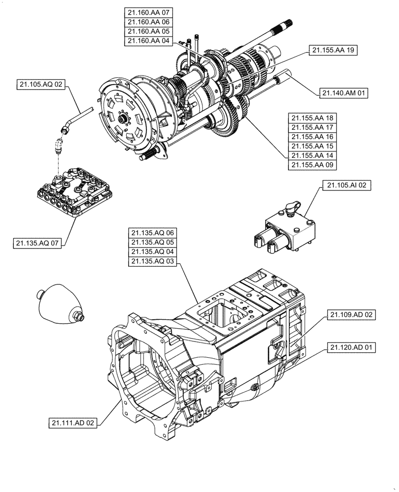 Схема запчастей Case IH PUMA1804 - (00.000.21[03]) - PICTORIAL INDEX - TRANSMISSION (00) - GENERAL & PICTORIAL INDEX