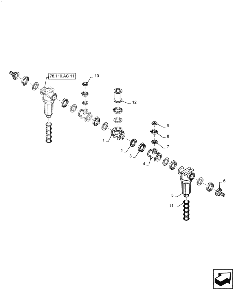 Схема запчастей Case IH PATRIOT 4440 - (78.110.AD[06.1]) - CENTER SECTION MANIFOLD, 6 SECTION, LOW FLOW, 90 / 100 BOOM, ASN YGT04252518 (78) - SPRAYING