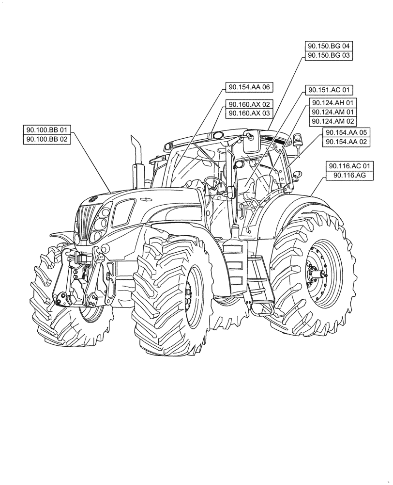 Схема запчастей Case IH PUMA1804 - (00.000.90[07]) - PICTORIAL INDEX - PLATFORM" CAB BODYWORK AND DECALS (00) - GENERAL & PICTORIAL INDEX