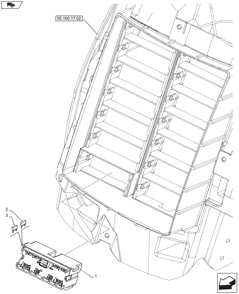 Схема запчастей Case IH PUMA 230 - (55.100.17[04]) - CAB MAIN WIRE HARNESS, FUSE BOX, FUSE - C7106 (55) - ELECTRICAL SYSTEMS