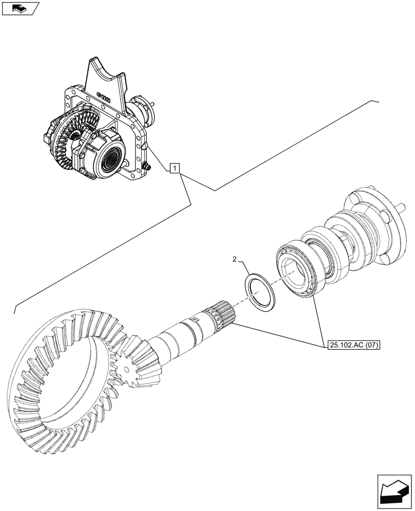 Схема запчастей Case IH MAXXUM 130 - (25.102.AC[08]) - VAR - 330414, 330427 - CLASS 3, SUSPENDED FRONT AXLE WITH HYDR. DIFF. LOCK & STRG SENSOR, DIFFERENTIAL, SHIM KIT (25) - FRONT AXLE SYSTEM