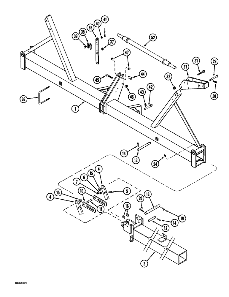 Схема запчастей Case IH 900 - (9-022) - MAIN FRAME AND WING FRAMES, PLATE VERTICAL FOLDING, 8 ROW WIDE (09) - CHASSIS/ATTACHMENTS