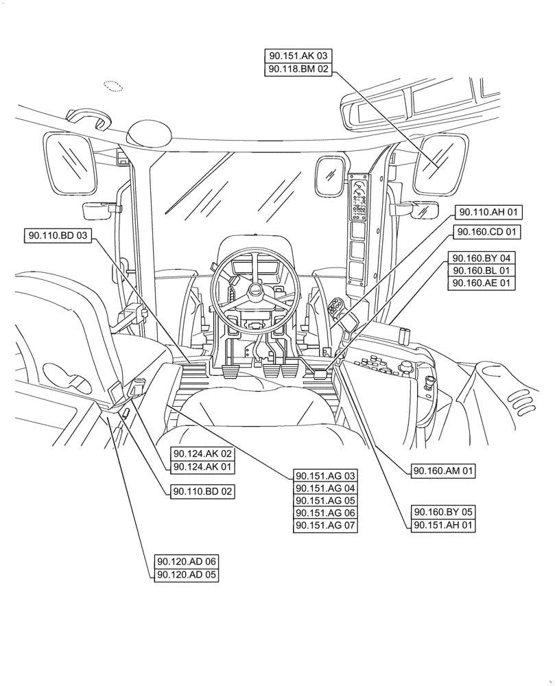 Схема запчастей Case IH PUMA1804 - (00.000.90[06]) - PICTORIAL INDEX - PLATFORM" CAB BODYWORK AND DECALS (00) - GENERAL & PICTORIAL INDEX