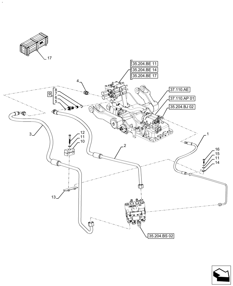 Схема запчастей Case IH FARMALL 140A - (88.100.35[11]) - VAR - 439152, 439153 - DIA KIT, MID MOUNT VALVE KIT, LOADER (88) - ACCESSORIES