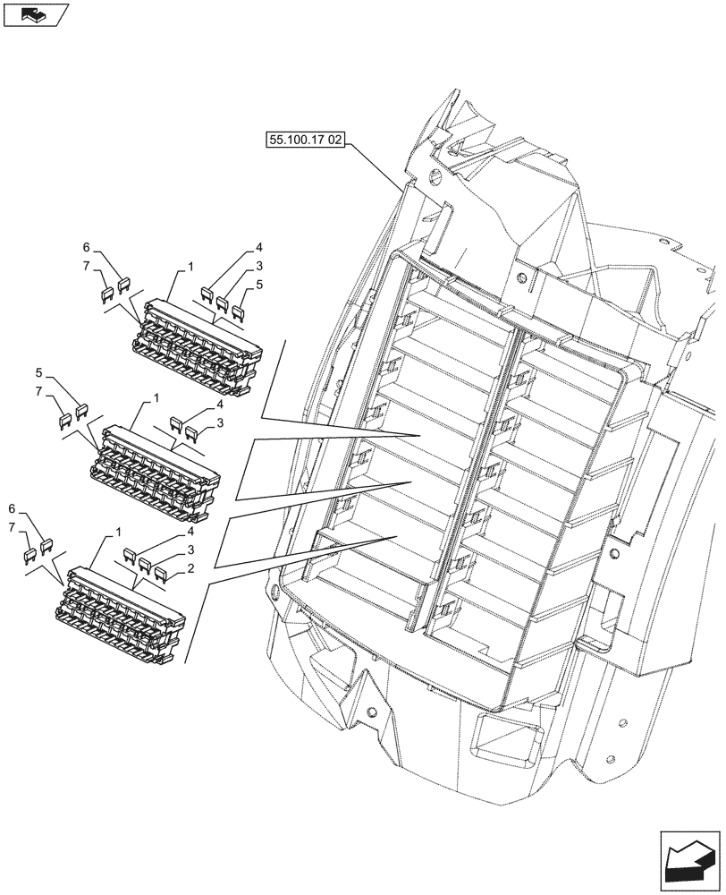 Схема запчастей Case IH PUMA 200 - (55.100.17[03]) - CAB MAIN WIRE HARNESS, FUSE BOX, FUSE - C7106 (55) - ELECTRICAL SYSTEMS