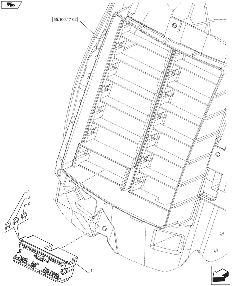 Схема запчастей Case IH PUMA 230 - (55.100.17[04A]) - CAB MAIN WIRE HARNESS, FUSE BOX, FUSE - D7106 (55) - ELECTRICAL SYSTEMS