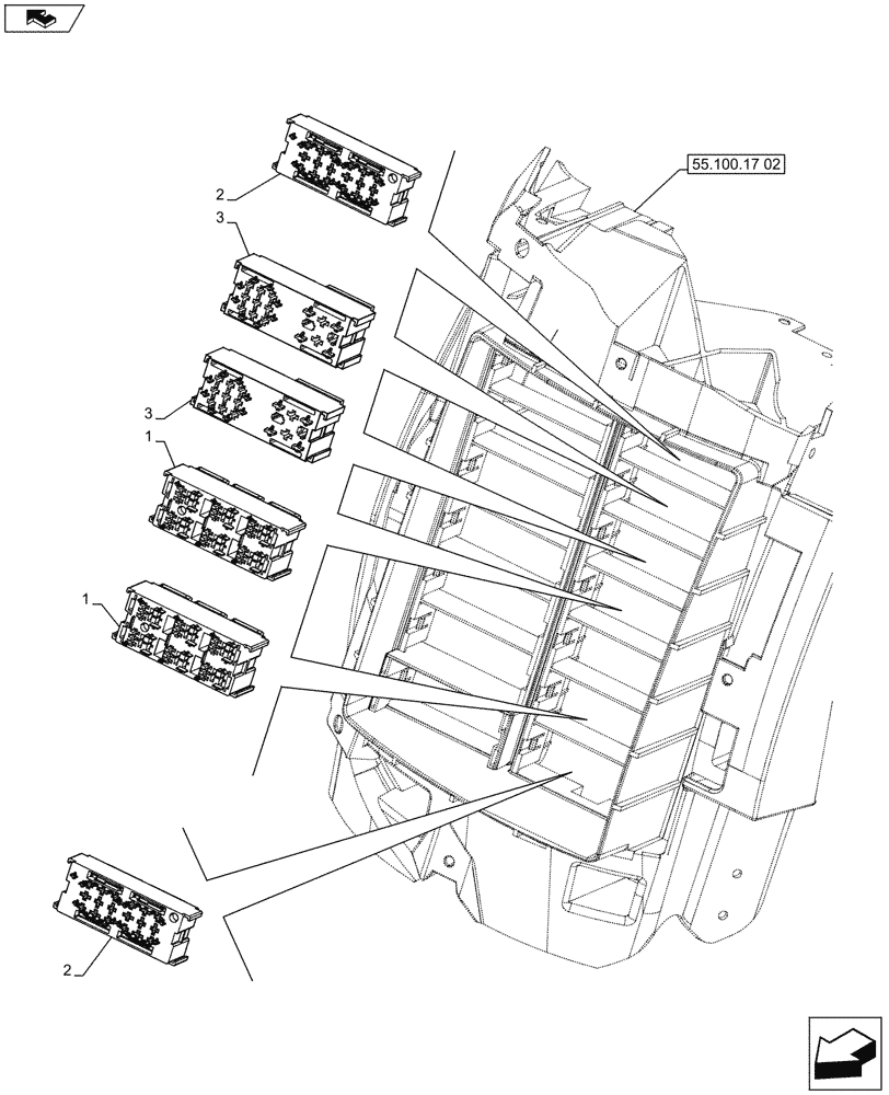 Схема запчастей Case IH PUMA 200 - (55.100.17[06]) - CAB MAIN WIRE HARNESS, FUSE BOX, FUSE (55) - ELECTRICAL SYSTEMS