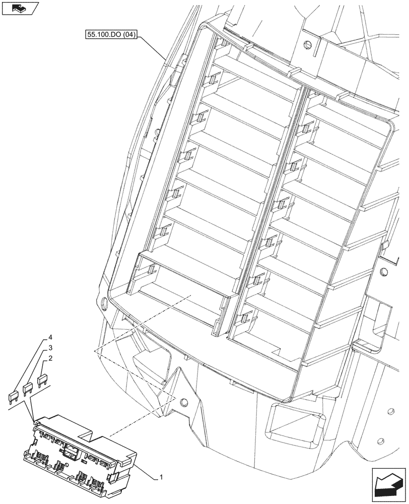 Схема запчастей Case IH MAXXUM 130 - (55.100.DO[06]) - VAR - 332351, 391223 - CAB MAIN WIRE HARNESS, FUSE BOX, FUSE (55) - ELECTRICAL SYSTEMS