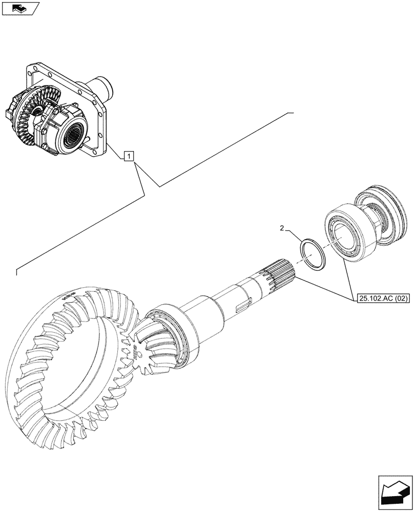 Схема запчастей Case IH MAXXUM 130 - (25.102.AC[03]) - VAR - 390409 - CLASS 3, FRONT AXLE, W/ HYDRAULIC DIFFERENTIAL LOCK, W/ STEERING SENSORS, DIFFERENTIAL, SHIM KIT (25) - FRONT AXLE SYSTEM