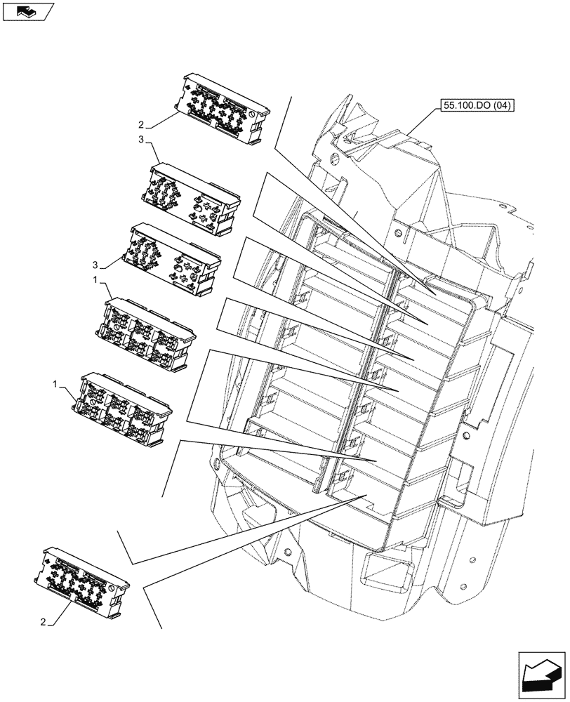 Схема запчастей Case IH MAXXUM 120 - (55.100.DO[08]) - VAR - 332351, 391223 - CAB MAIN WIRE HARNESS, FUSE BOX, FUSE (55) - ELECTRICAL SYSTEMS