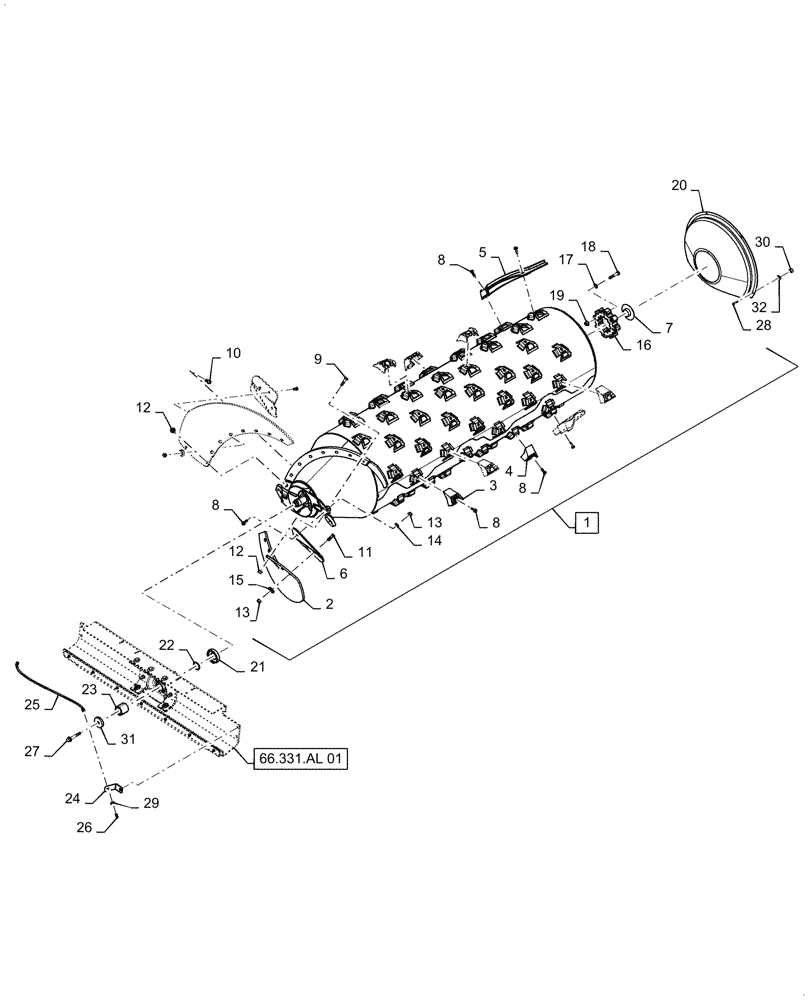 Схема запчастей Case IH 8240 - (66.331.AK[02]) - VAR - 722751 - THRESHING CYLINDER, ROTOR (66) - THRESHING
