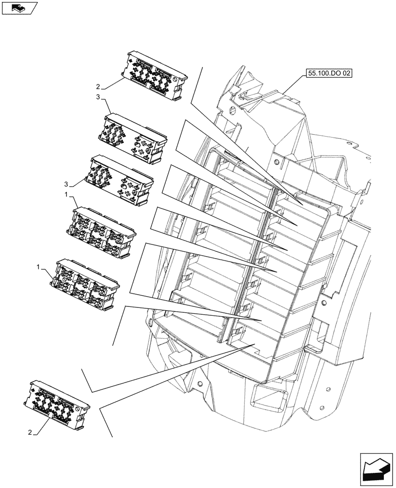 Схема запчастей Case IH MAXXUM 125 - (55.100.DO[06]) - VAR - 331145, 331146 + STD - CAB MAIN WIRE HARNESS, FUSE BOX, FUSE (55) - ELECTRICAL SYSTEMS