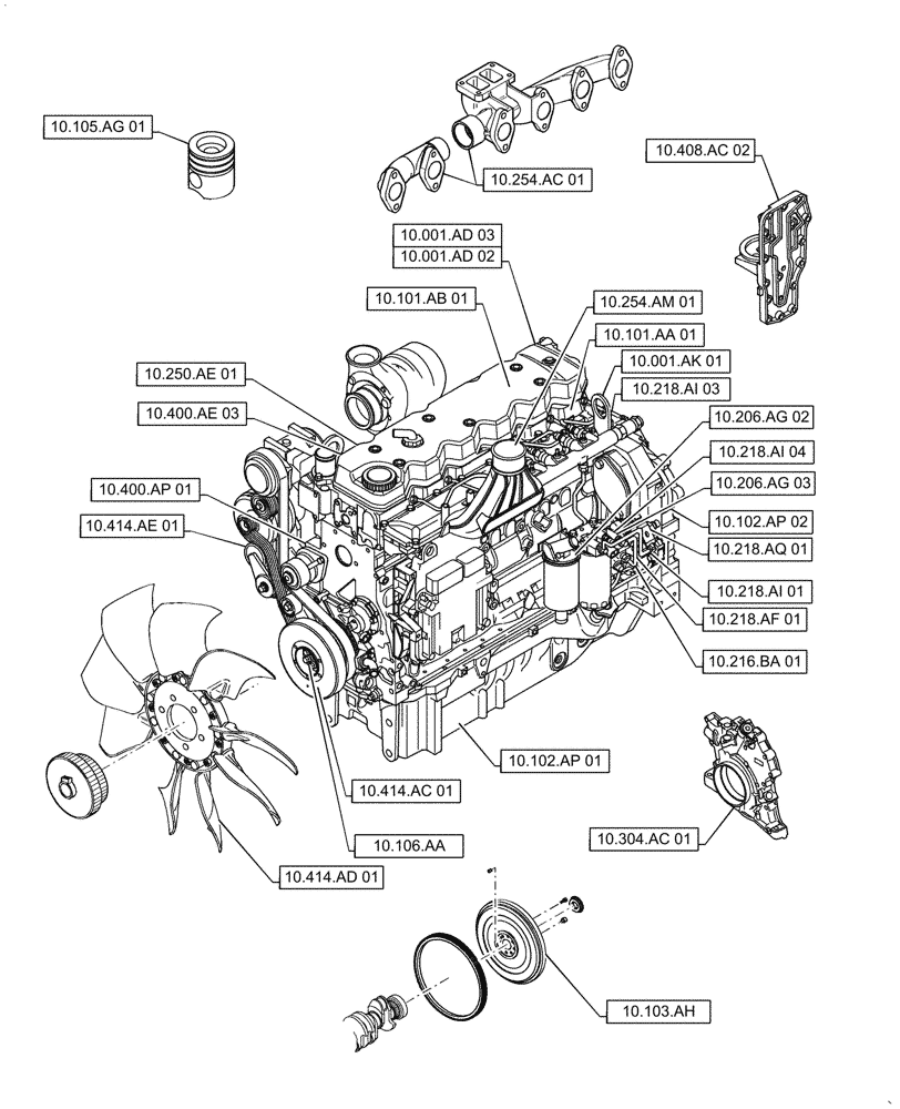 Схема запчастей Case IH PUMA1804 - (10.000.00[04]) - SECTION INDEX - ENGINE (10) - ENGINE