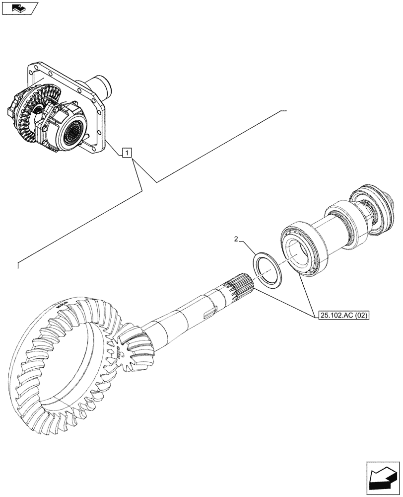 Схема запчастей Case IH MAXXUM 130 - (25.102.AC[04]) - VAR - 390409 - CLASS 3, FRONT AXLE, W/ HYDRAULIC DIFFERENTIAL LOCK, W/ STEERING SENSORS, SHIM KIT (25) - FRONT AXLE SYSTEM